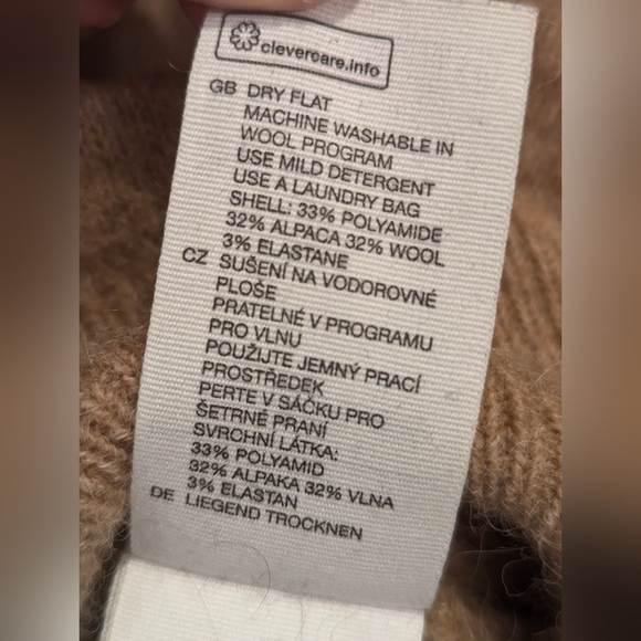 & Other Stories Alpaca Wool Blend Puff Sleeve button Carmel Cardigan sweater S - Picture 11 of 11